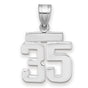 Small Polished Number 35 Charm Pendant in Real 14k White Gold