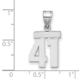 Small Polished Number 41 Charm Pendant in Real 14k White Gold