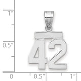 Small Polished Number 42 Charm Pendant in Real 14k White Gold