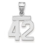 Small Polished Number 42 Charm Pendant in Real 14k White Gold