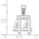 Small Polished Number 44 Charm Pendant in Real 14k White Gold