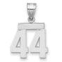 Small Polished Number 44 Charm Pendant in Real 14k White Gold
