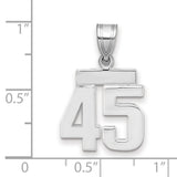 Small Polished Number 45 Charm Pendant in Real 14k White Gold
