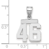 Small Polished Number 46 Charm Pendant in Real 14k White Gold