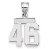 Small Polished Number 46 Charm Pendant in Real 14k White Gold