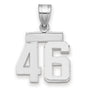 Small Polished Number 46 Charm Pendant in Real 14k White Gold
