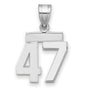 Small Polished Number 47 Charm Pendant in Real 14k White Gold