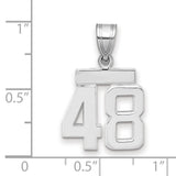 Small Polished Number 48 Charm Pendant in Real 14k White Gold