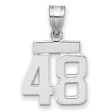 Small Polished Number 48 Charm Pendant in Real 14k White Gold