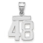 Small Polished Number 48 Charm Pendant in Real 14k White Gold