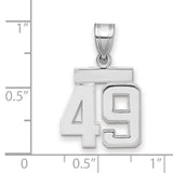 Small Polished Number 49 Charm Pendant in Real 14k White Gold