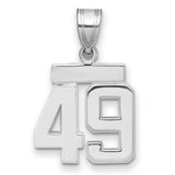 Small Polished Number 49 Charm Pendant in Real 14k White Gold