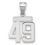 Small Polished Number 49 Charm Pendant in Real 14k White Gold