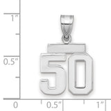 Small Polished Number 50 Charm Pendant in Real 14k White Gold