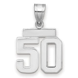 Small Polished Number 50 Charm Pendant in Real 14k White Gold