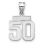 Small Polished Number 50 Charm Pendant in Real 14k White Gold