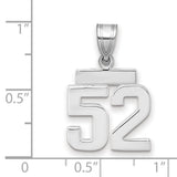 Small Polished Number 52 Charm Pendant in Real 14k White Gold