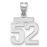Small Polished Number 52 Charm Pendant in Real 14k White Gold