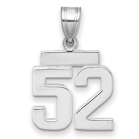 Small Polished Number 52 Charm Pendant in Real 14k White Gold