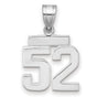 Small Polished Number 52 Charm Pendant in Real 14k White Gold