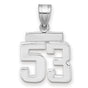 Small Polished Number 53 Charm Pendant in Real 14k White Gold