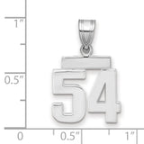 Small Polished Number 54 Charm Pendant in Real 14k White Gold