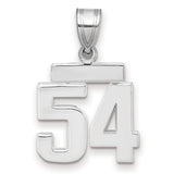 Small Polished Number 54 Charm Pendant in Real 14k White Gold