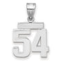 Small Polished Number 54 Charm Pendant in Real 14k White Gold