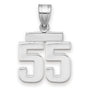 14k White Gold Number 55 Pendant, Bold Block Numerals, Sports Jersey Charm for Men or Unisex