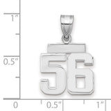 Small Polished Number 56 Charm Pendant in Real 14k White Gold