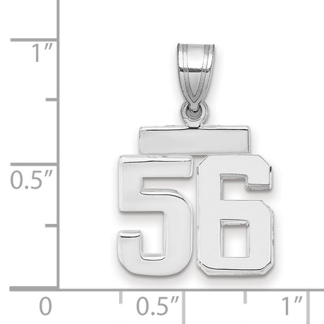 Small Polished Number 56 Charm Pendant in Real 14k White Gold