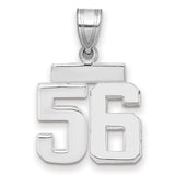 Small Polished Number 56 Charm Pendant in Real 14k White Gold