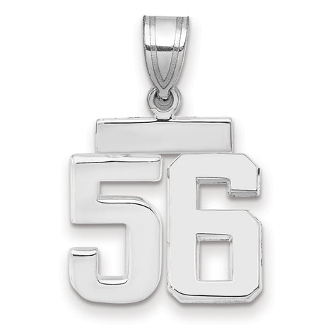 Small Polished Number 56 Charm Pendant in Real 14k White Gold