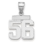 Small Polished Number 56 Charm Pendant in Real 14k White Gold