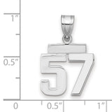 Small Polished Number 57 Charm Pendant in Real 14k White Gold