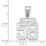Small Polished Number 58 Charm Pendant in Real 14k White Gold