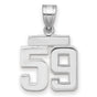 Small Polished Number 59 Charm Pendant in Real 14k White Gold