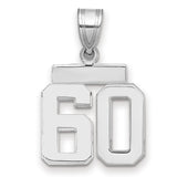 Small Polished Number 60 Charm Pendant in Real 14k White Gold