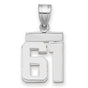 Small Polished Number 61 Charm Pendant in Real 14k White Gold