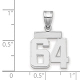 Small Polished Number 64 Charm Pendant in Real 14k White Gold