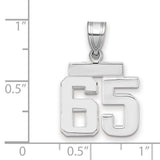 Small Polished Number 65 Charm Pendant in Real 14k White Gold