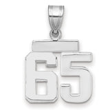 Small Polished Number 65 Charm Pendant in Real 14k White Gold