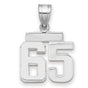 Small Polished Number 65 Charm Pendant in Real 14k White Gold
