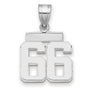 Small Polished Number 66 Charm Pendant in Real 14k White Gold
