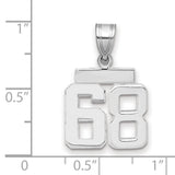 Small Polished Number 68 Charm Pendant in Real 14k White Gold