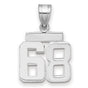 Small Polished Number 68 Charm Pendant in Real 14k White Gold
