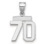 Small Polished Number 70 Charm Pendant in Real 14k White Gold