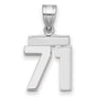 Small Polished Number 71 Charm Pendant in Real 14k White Gold