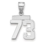 Small Polished Number 73 Charm Pendant in Real 14k White Gold
