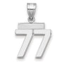 Small Polished Number 77 Charm Pendant in Real 14k White Gold